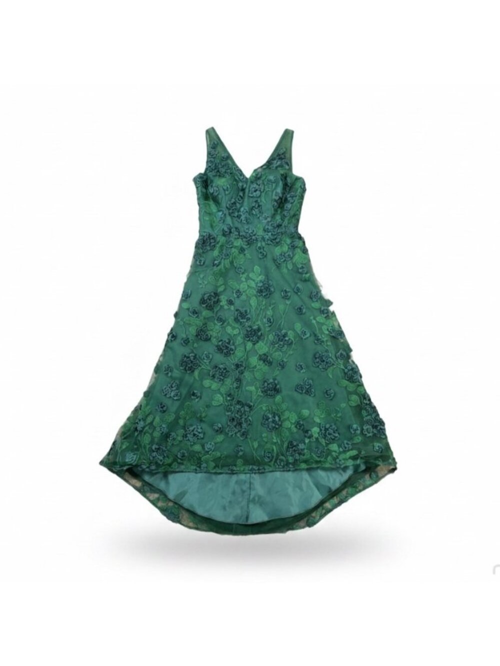 Rickie Freeman Teri Jon Womens Green Floral Embroidered Sleeveless Dress Size 2